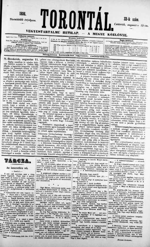 Torontál, 15. évf. 1886. augusztus 12. 32. sz.