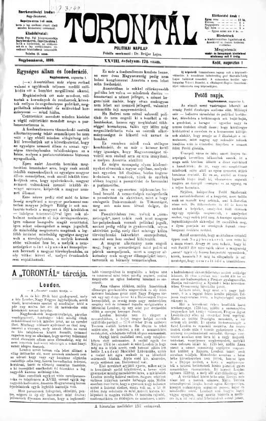 Torontál, 28. évf. 1899. augusztus 1. 174. sz.