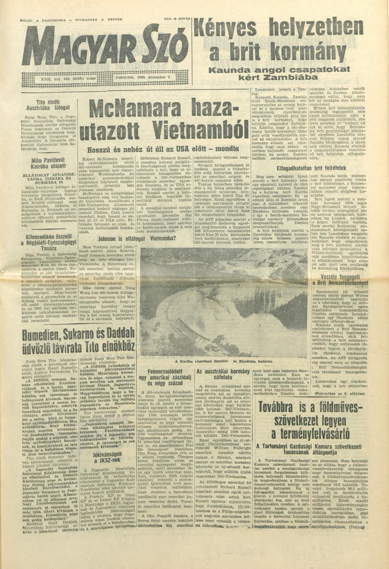Magyar Szó, 22. évf. 1965. december 2. 330. sz.