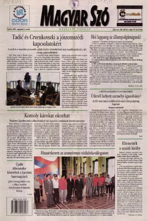 Magyar Szó, 62. évf. 2005. augusztus 3. 180. sz. 1–20. oldal
