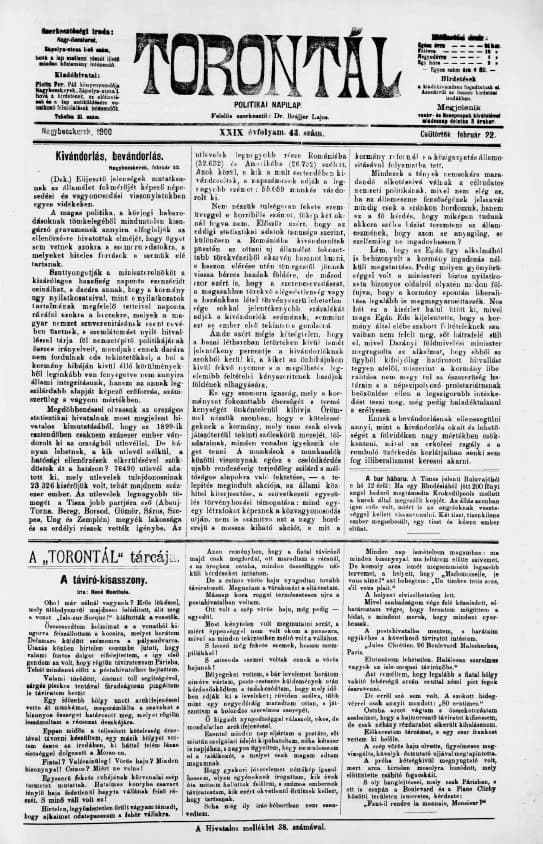Torontál, 29. évf. 1900. február 22. 43. sz.