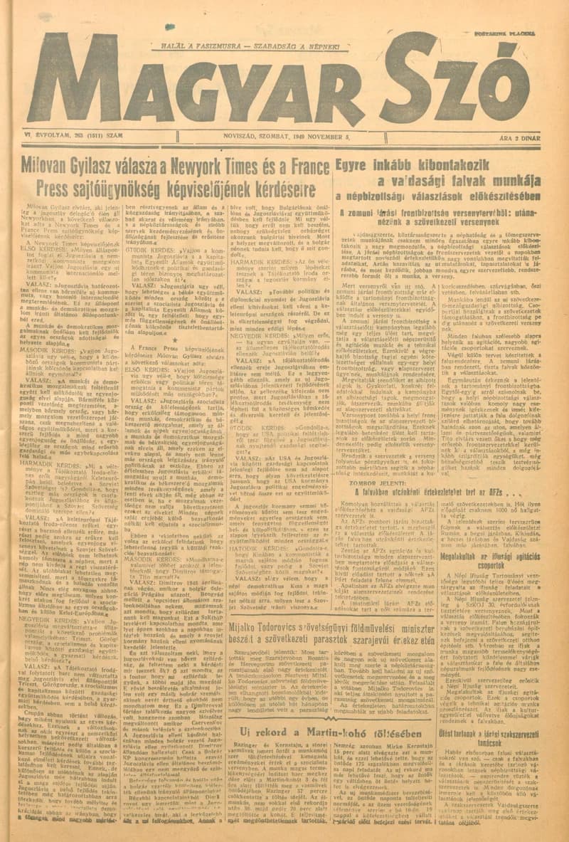 Magyar Szó, 6. évf. 1949. november 5. 263. sz. 1–4. oldal