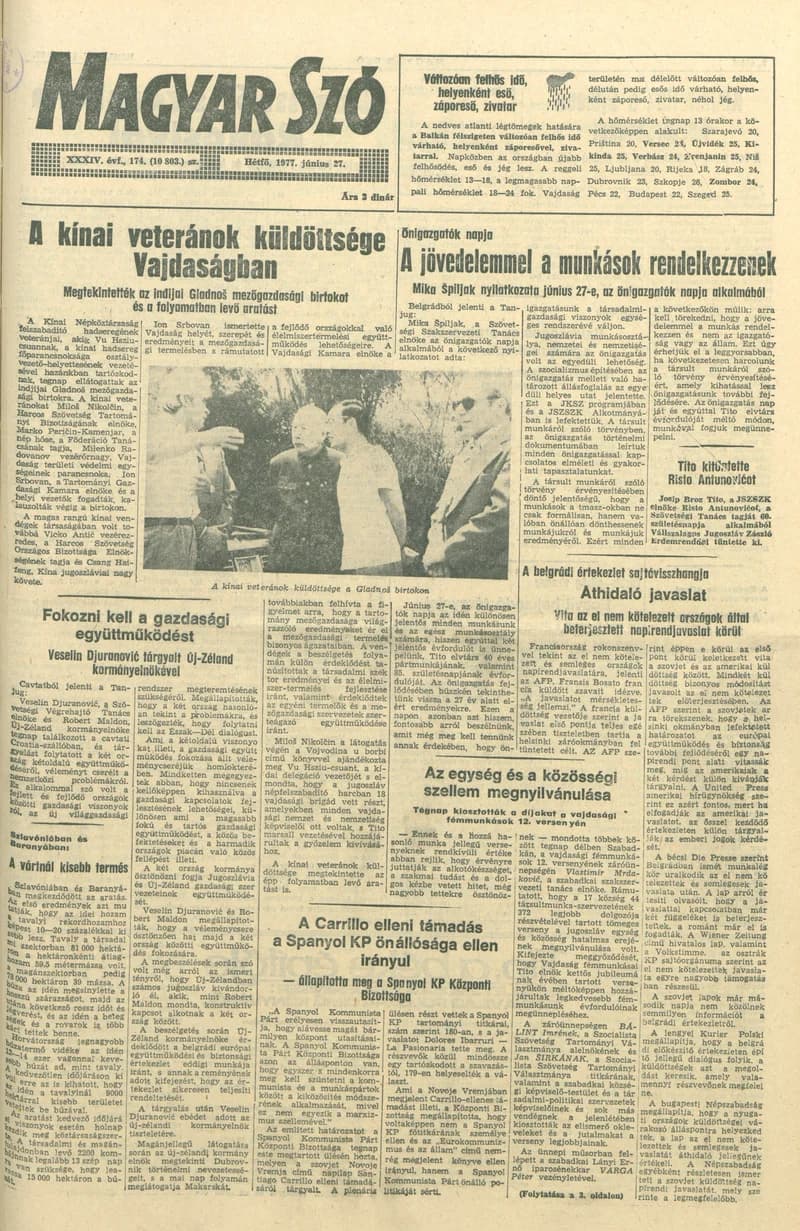 Magyar Szó, 34. évf. 1977. június 27. 174. sz.