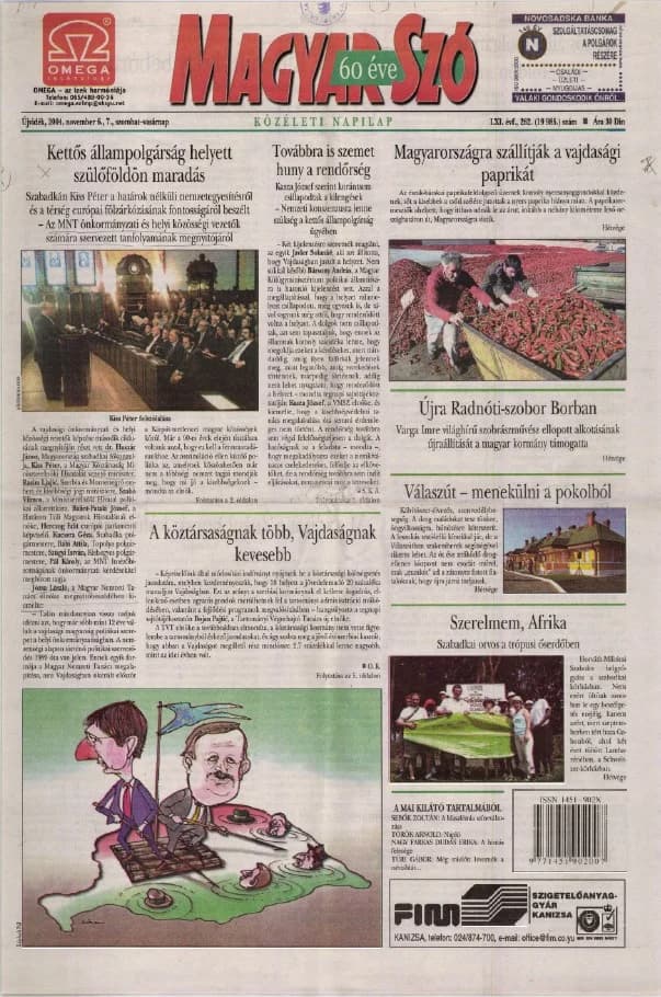 Magyar Szó, 61. évf. 2004. november 6. – 7. 262. sz. 1–24. oldal
