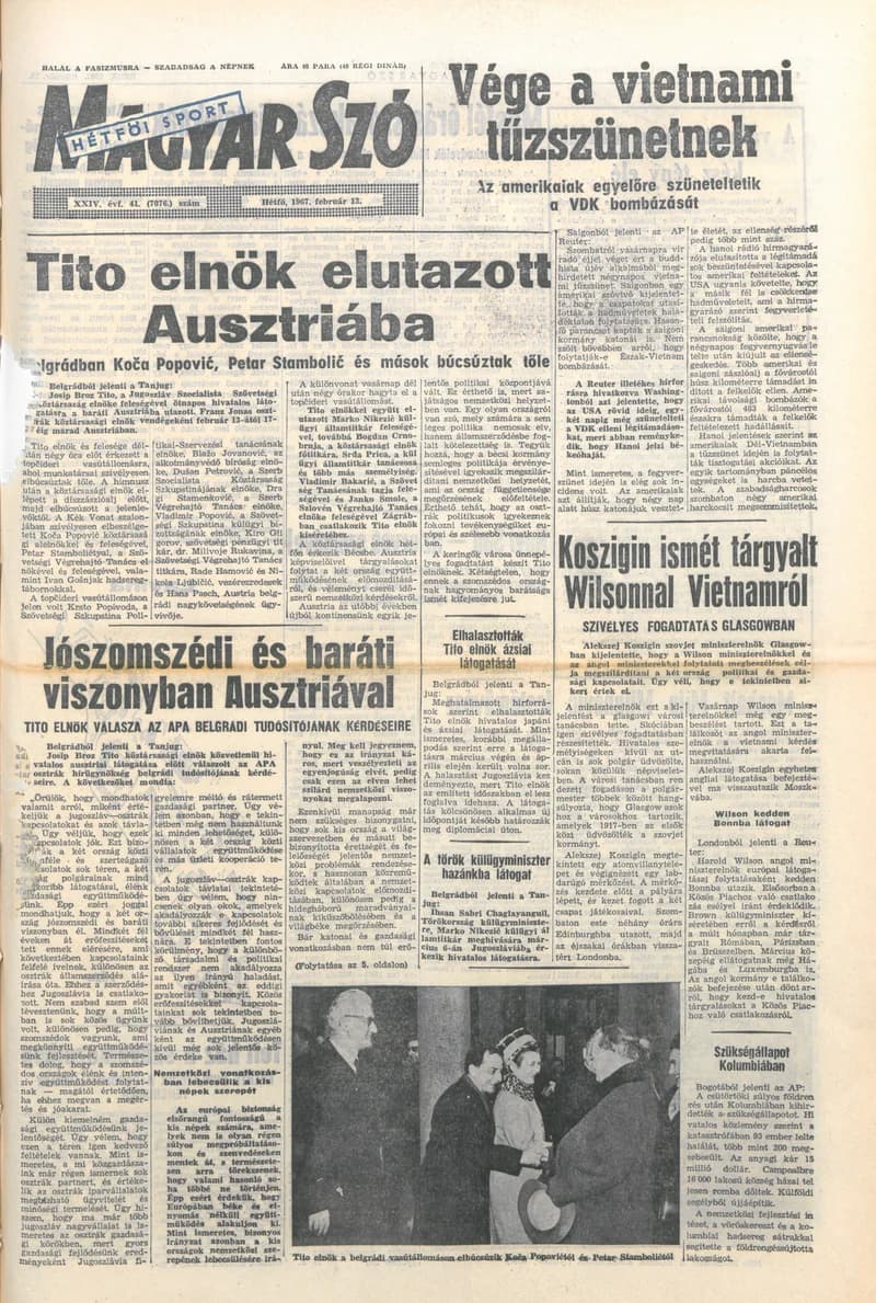 Magyar Szó, 24. évf. 1967. február 13. 41. sz. 1–14. oldal