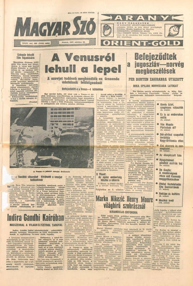 Magyar Szó, 24. évf. 1967. október 20. 289. sz. 1–16. oldal