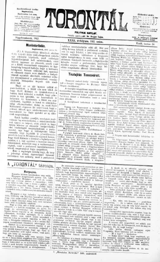 Torontál, 31. évf. 1902. június 24. 142. sz.
