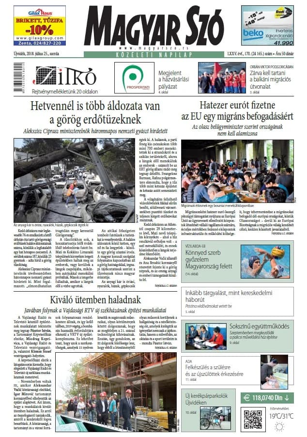 Magyar Szó, 75. évf. 2018. július 25. 170. sz. 1–16. oldal