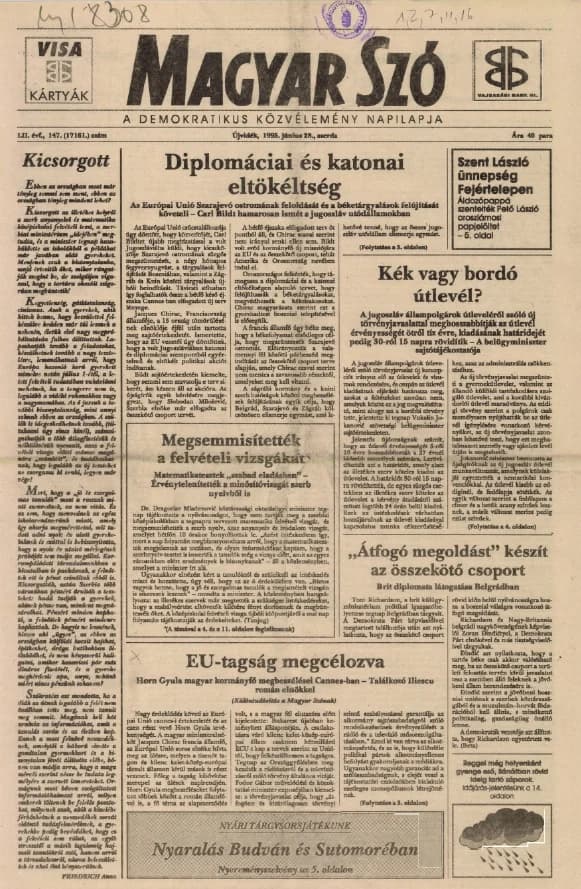Magyar Szó, 52. évf. 1995. június 28. 147. sz. 1–16. oldal