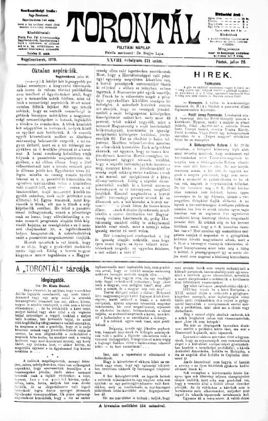 Torontál, 28. évf. 1899. július 28. 171. sz.