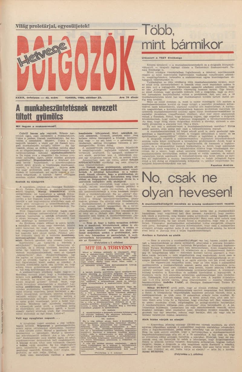 Dolgozók, 40. évf. 1986. október 23. 42. sz.