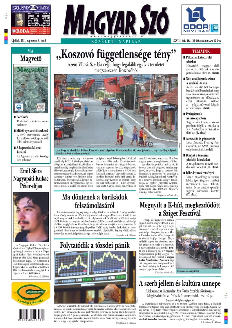 Magyar Szó, 68. évf. 2011. augusztus 9. 183. sz. 1–20. oldal