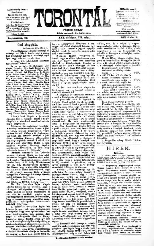 Torontál, 30. évf. 1901. október 14. 235. sz.