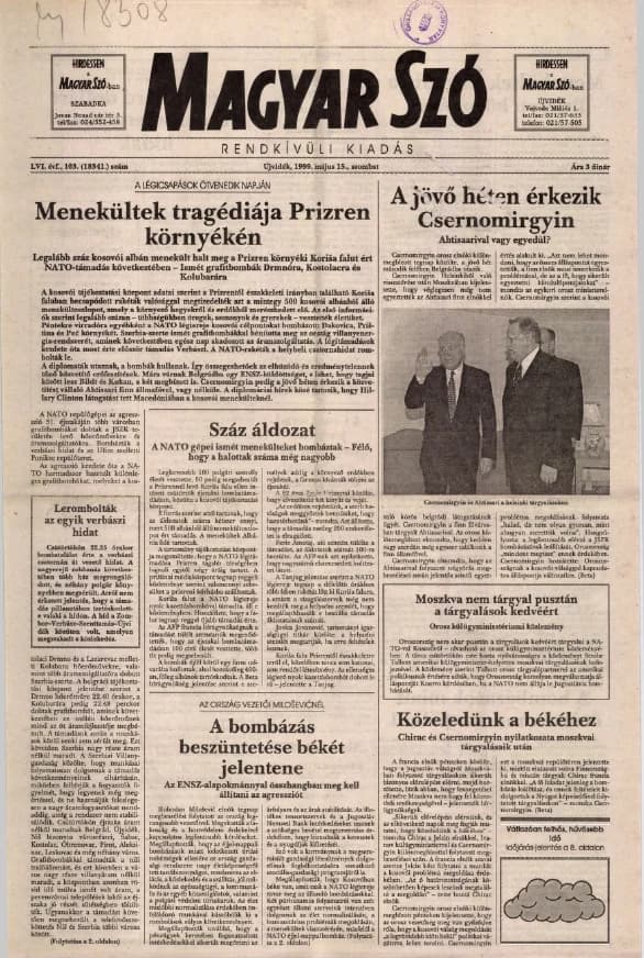 Magyar Szó, 56. évf. 1999. május 15. 103. sz. 1–8. oldal