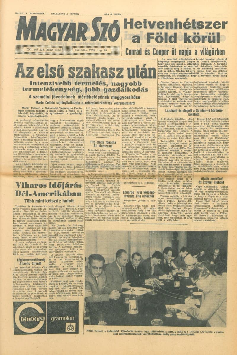 Magyar Szó, 22. évf. 1965. augusztus 26. 234. sz. 1–14. oldal