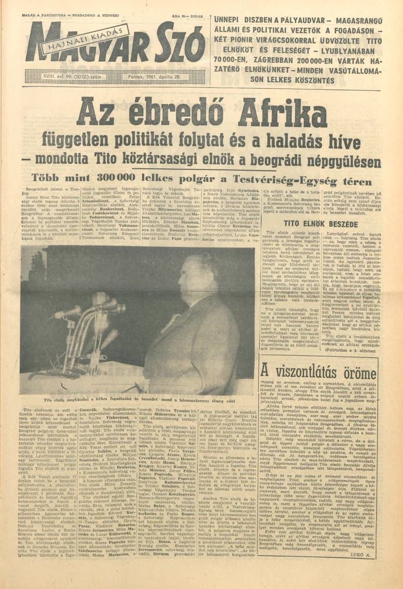 Magyar Szó, 18. évf. 1961. április 28. 99. sz. 1–16. oldal