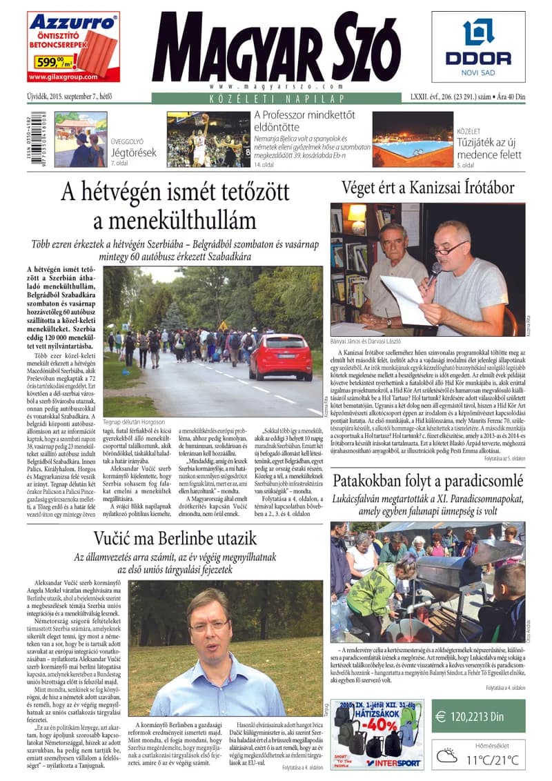Magyar Szó, 72. évf. 2015. szeptember 7. 206. sz. 1–20. oldal