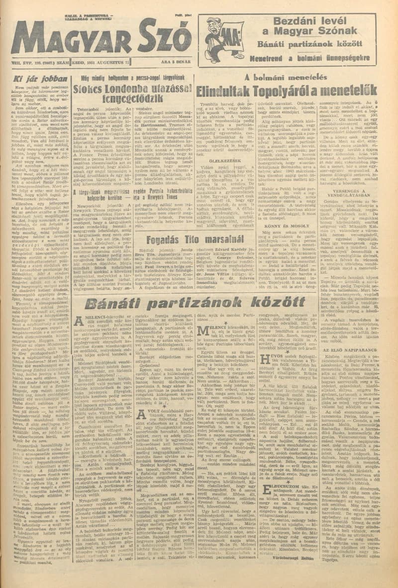 Magyar Szó, 8. évf. 1951. július 21. 198. sz. 1–4. oldal