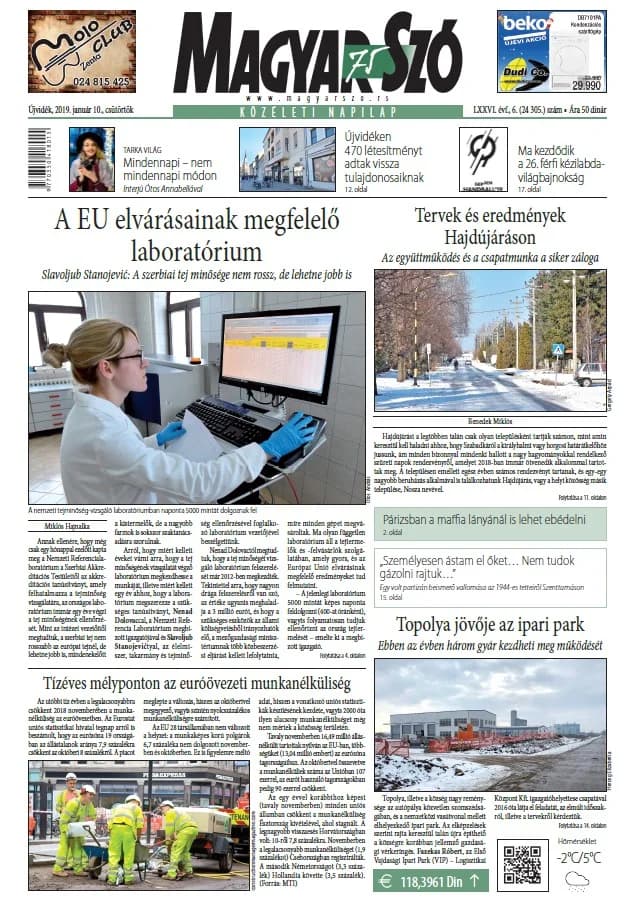 Magyar Szó, 76. évf. 2019. január 10. 6. sz. 1–20. oldal