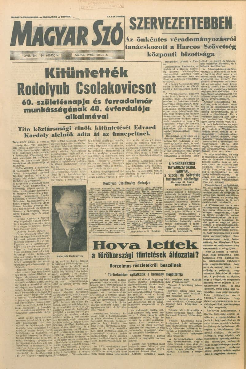 Magyar Szó, 17. évf. 1960. június 8. 134. sz. 1–12. oldal