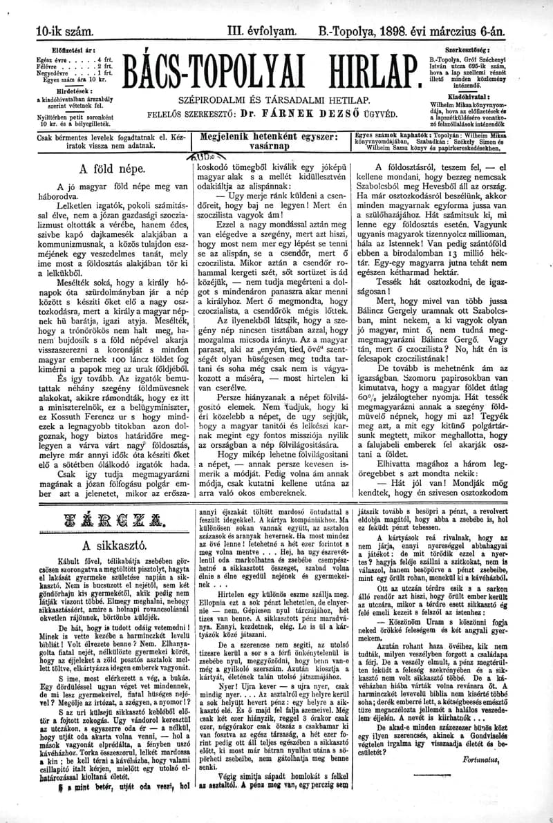 Bács-Topolyai Hirlap, 3. évf. 1898. március 6. 10. sz.