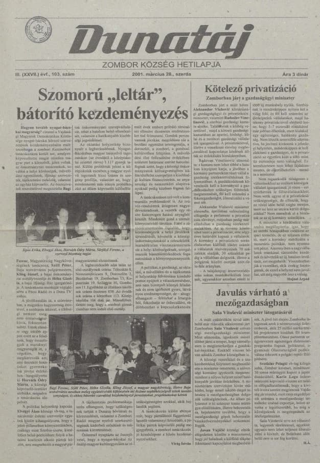 Dunatáj, 3. évf. 2001. március 28. 103. sz.