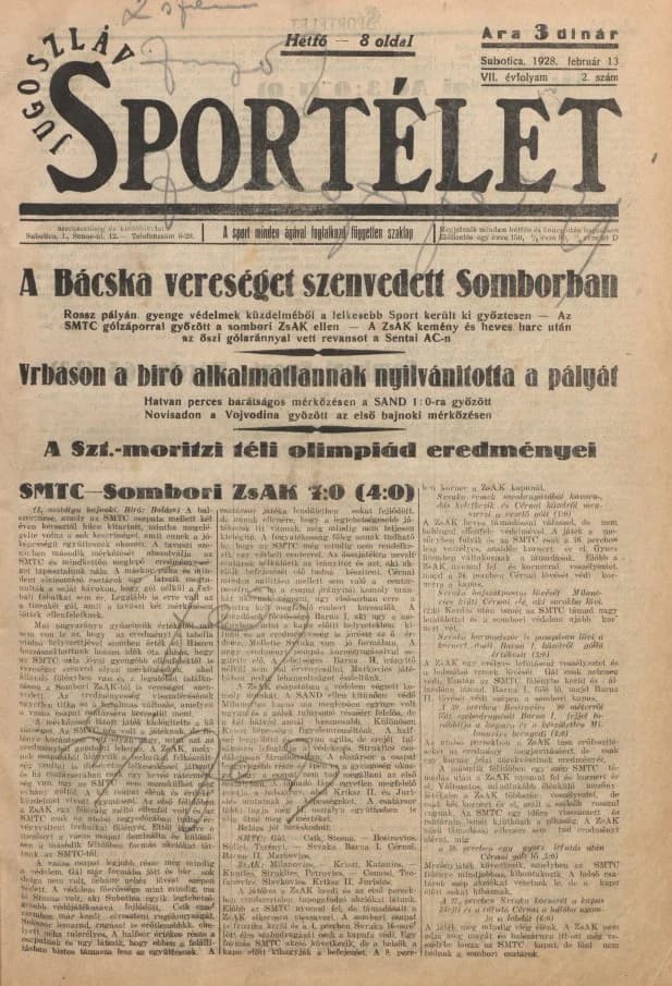 Jugoszláv sportélet, 7. évf. 1928. február 13. 2. sz.