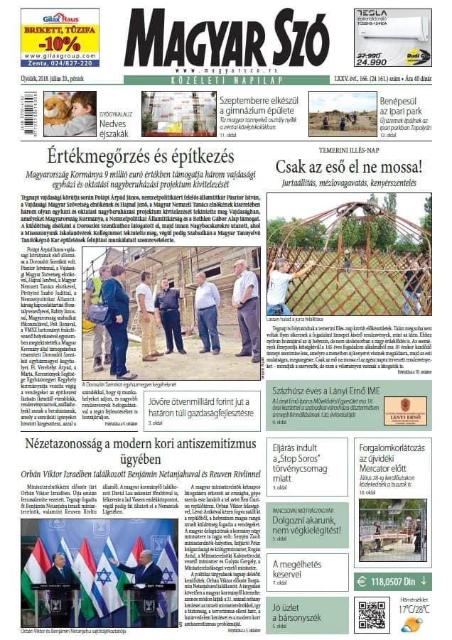 Magyar Szó, 75. évf. 2018. július 20. 166. sz. 1–16. oldal