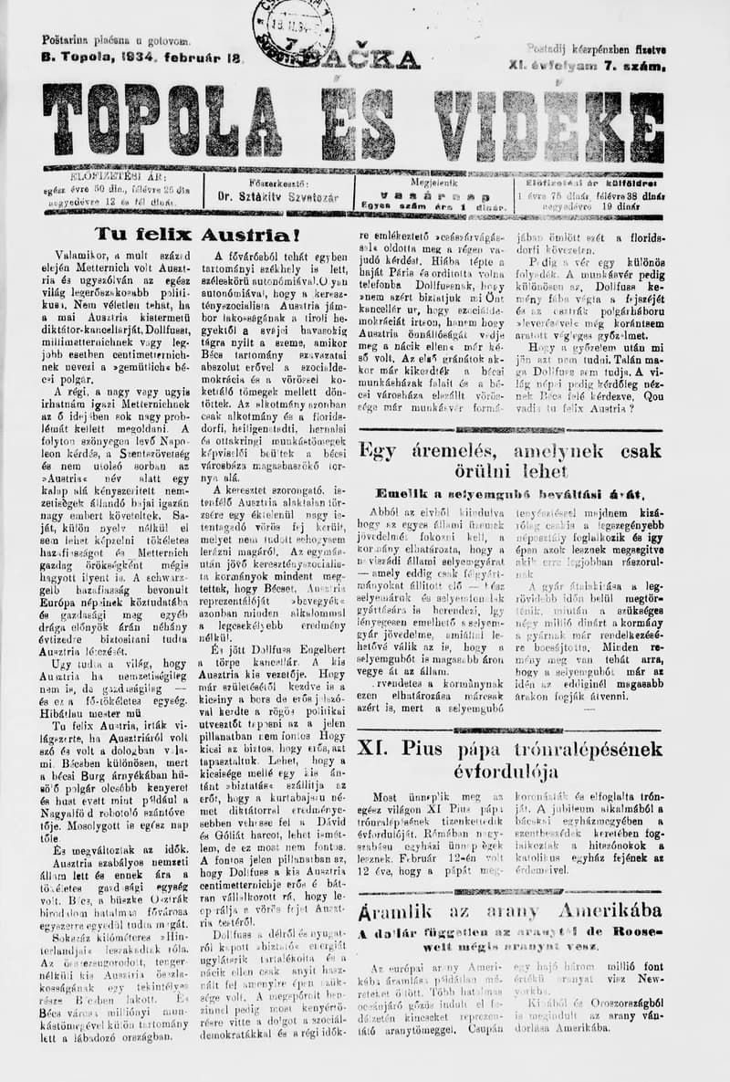Bačka Topola és Vidéke, 11. évf. 1934. február 18. 7. sz.