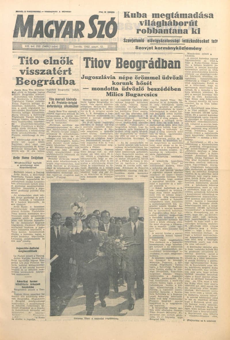 Magyar Szó, 19. évf. 1962. szeptember 12. 252. sz. 1–12. oldal