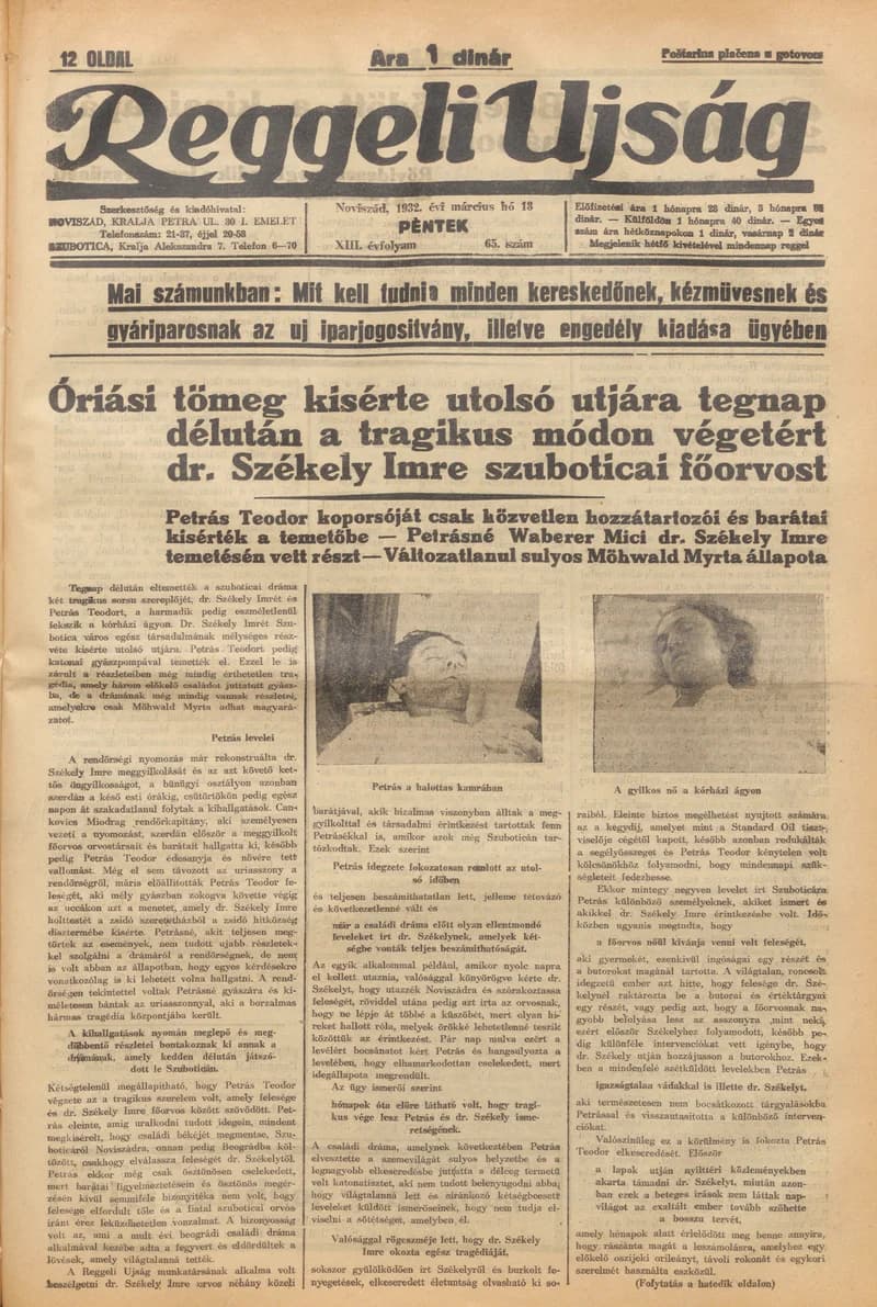 Reggeli Újság, 13. évf. 1932. március 18. 65. sz.