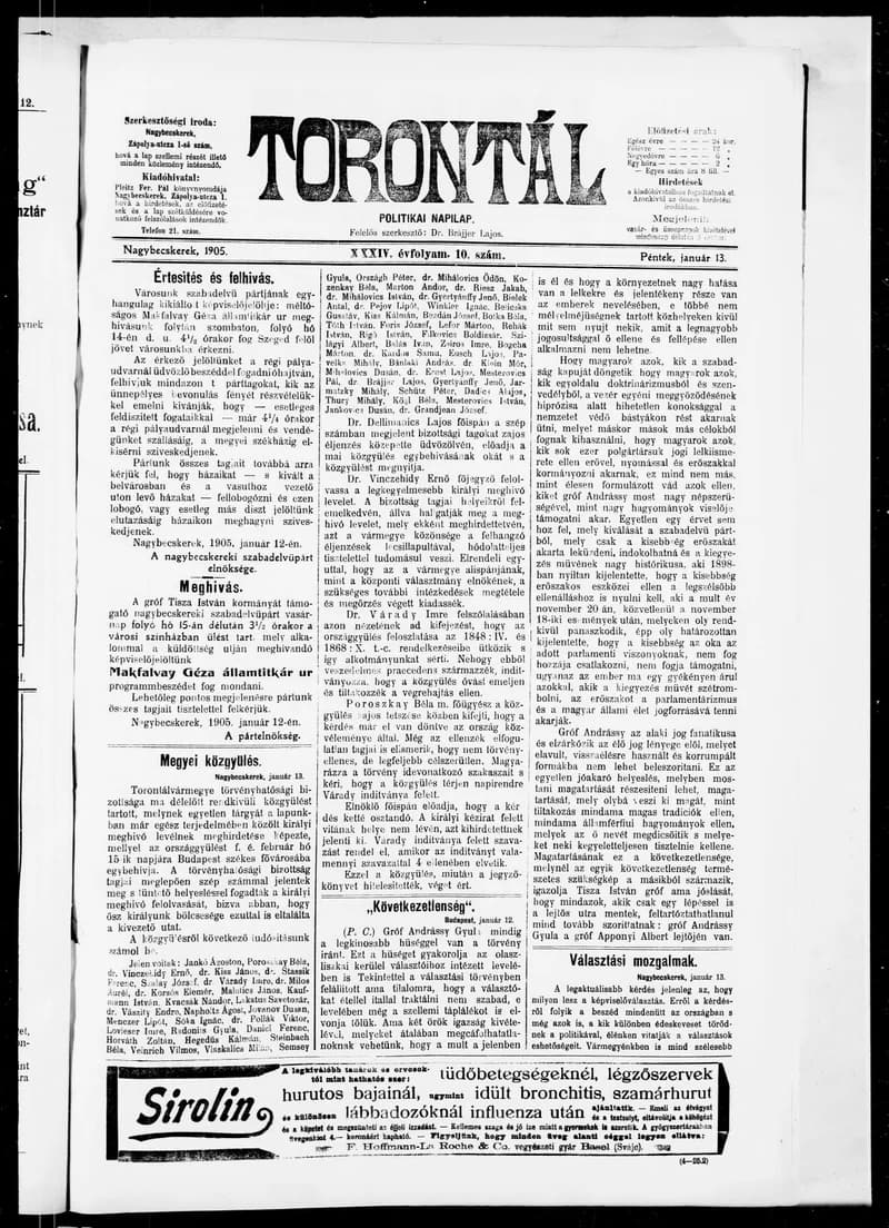 Torontál, 34. évf. 1905. január 13. 10. sz.