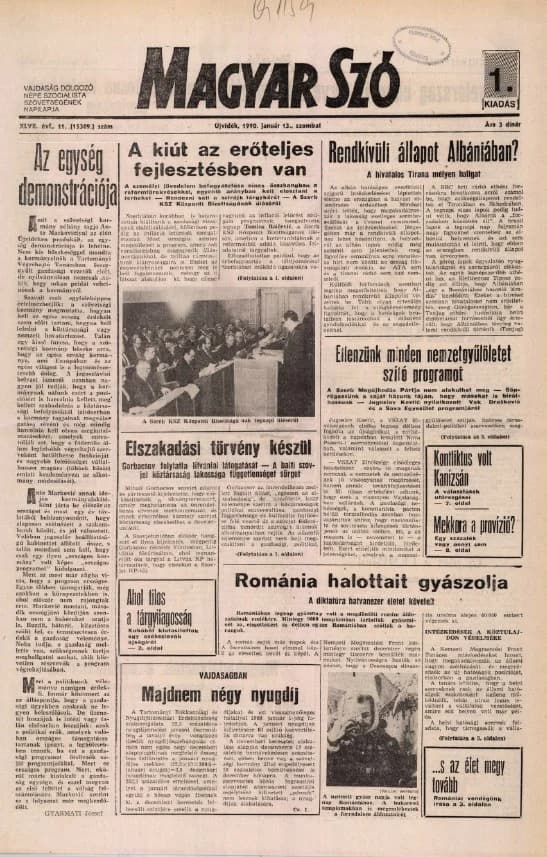 Magyar Szó, 47. évf. 1990. január 13. 11. sz. 1–24. oldal