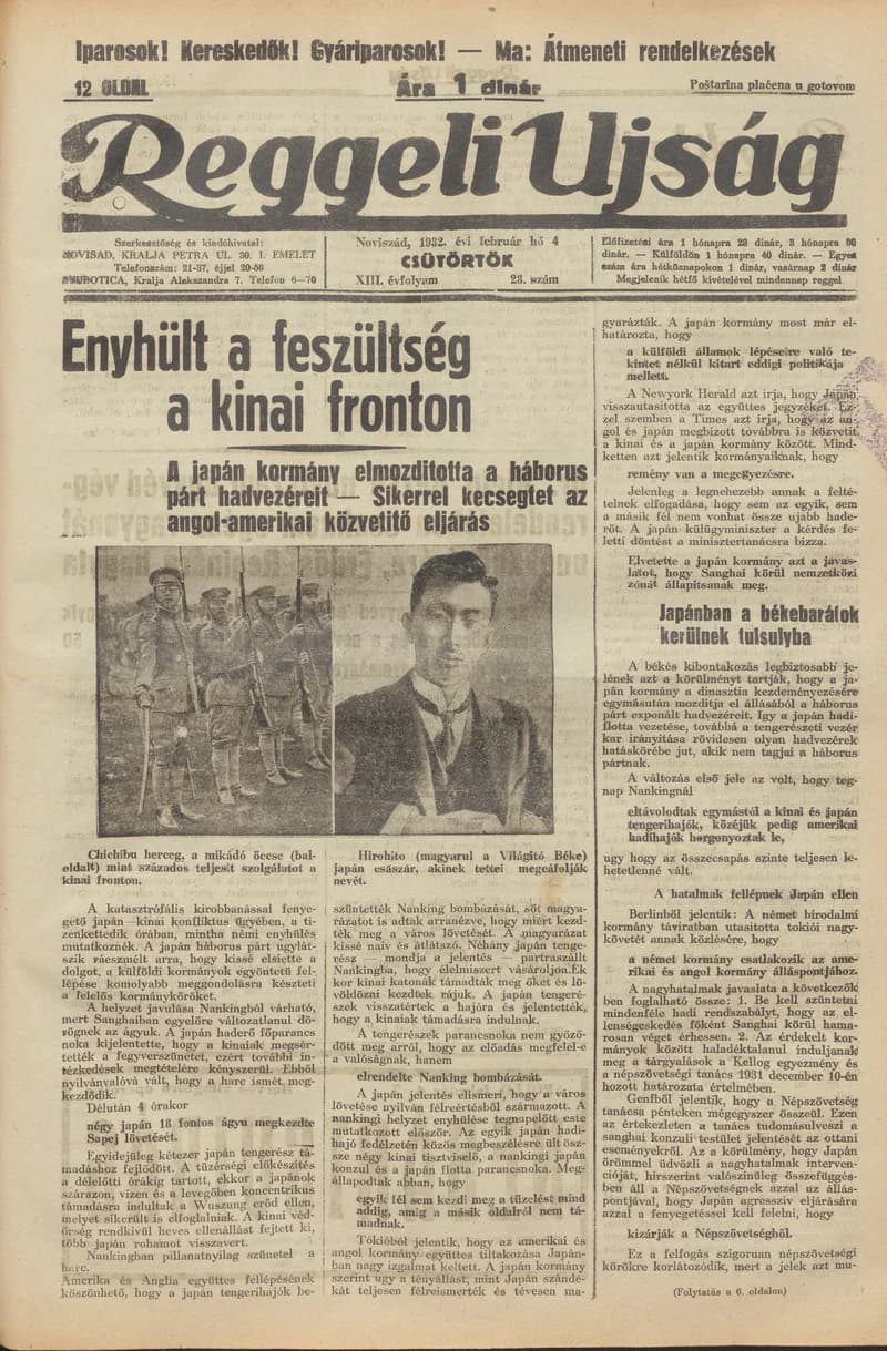 Reggeli Újság, 13. évf. 1932. február 4. 28. sz.