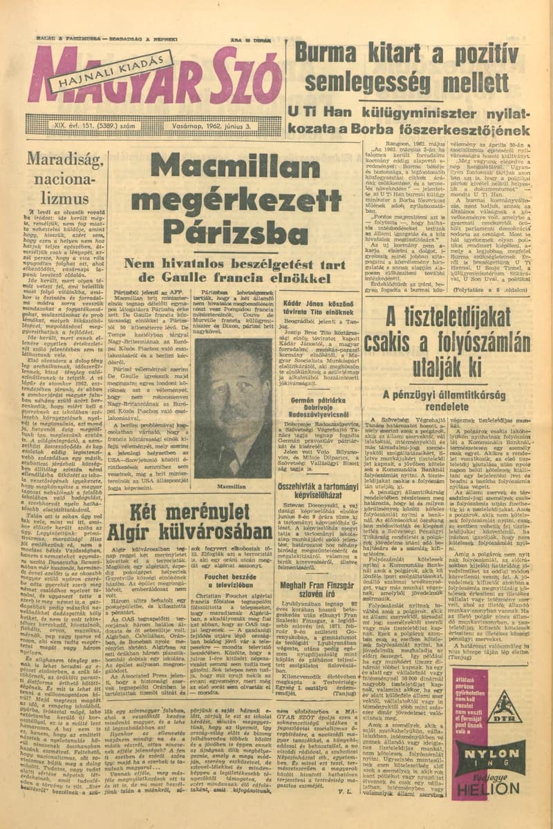 Magyar Szó, 19. évf. 1962. június 3. 151. sz. 1–24. oldal