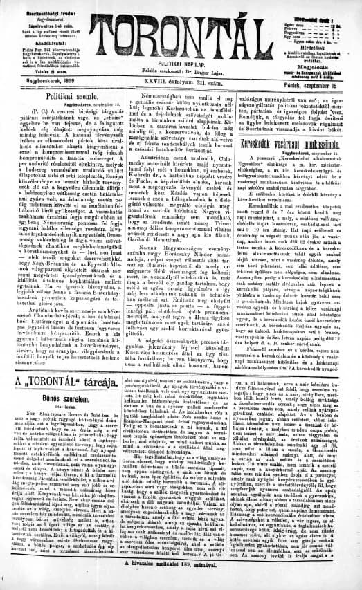 Torontál, 28. évf. 1899. szeptember 15. 211. sz.
