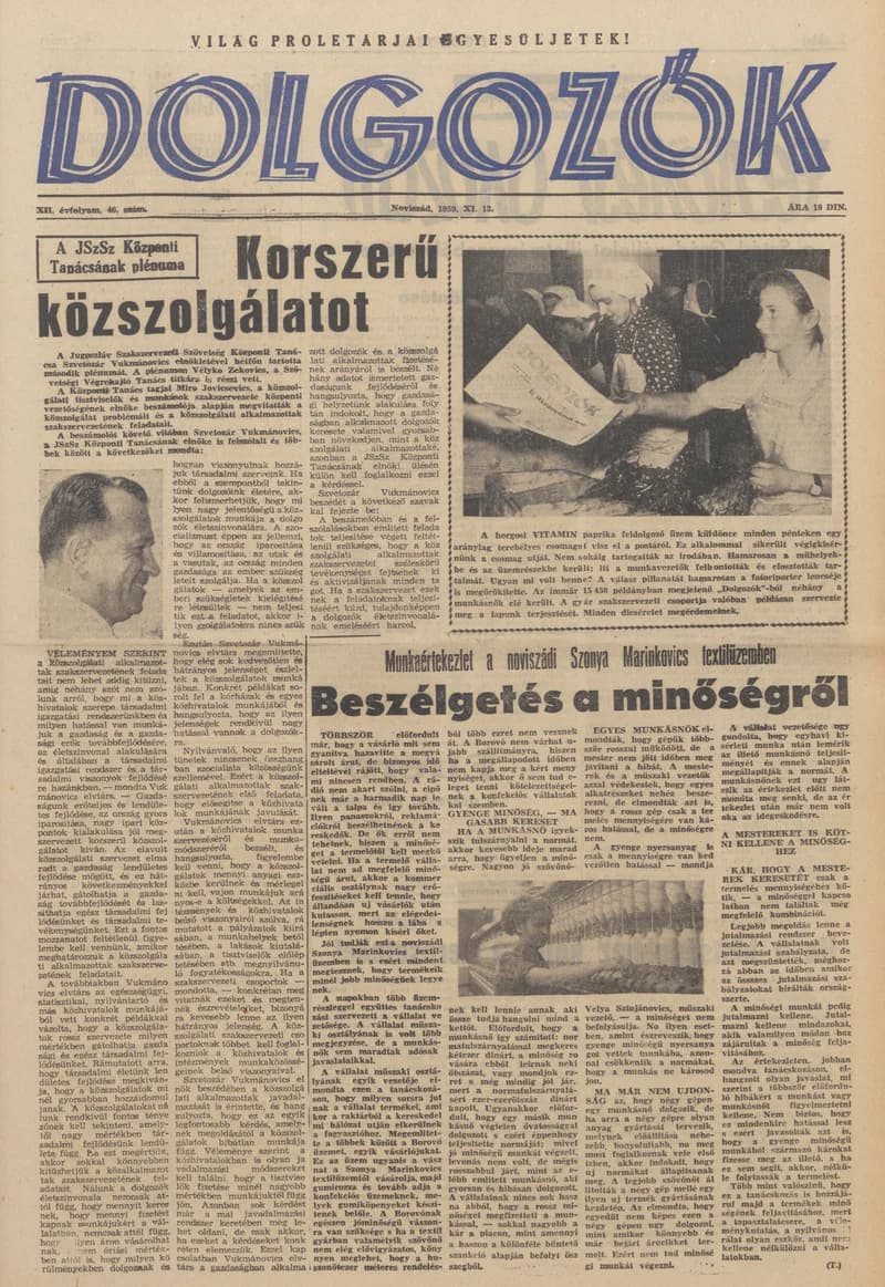 Dolgozók, 13. évf. 1959. november 13. 46. sz.