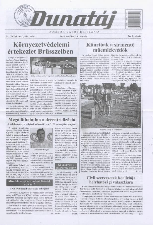 Dunatáj, 13. évf. 2011. október 19. 654. sz.