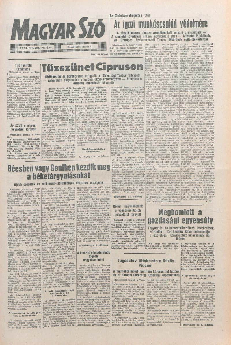 Magyar Szó, 31. évf. 1974. július 23. 200. sz. 1–16. oldal