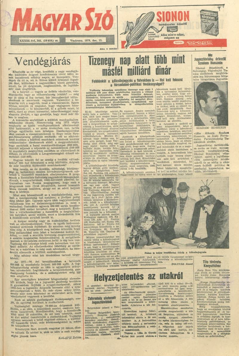 Magyar Szó, 33. évf. 1976. december 12. 352. sz. 1–32. oldal