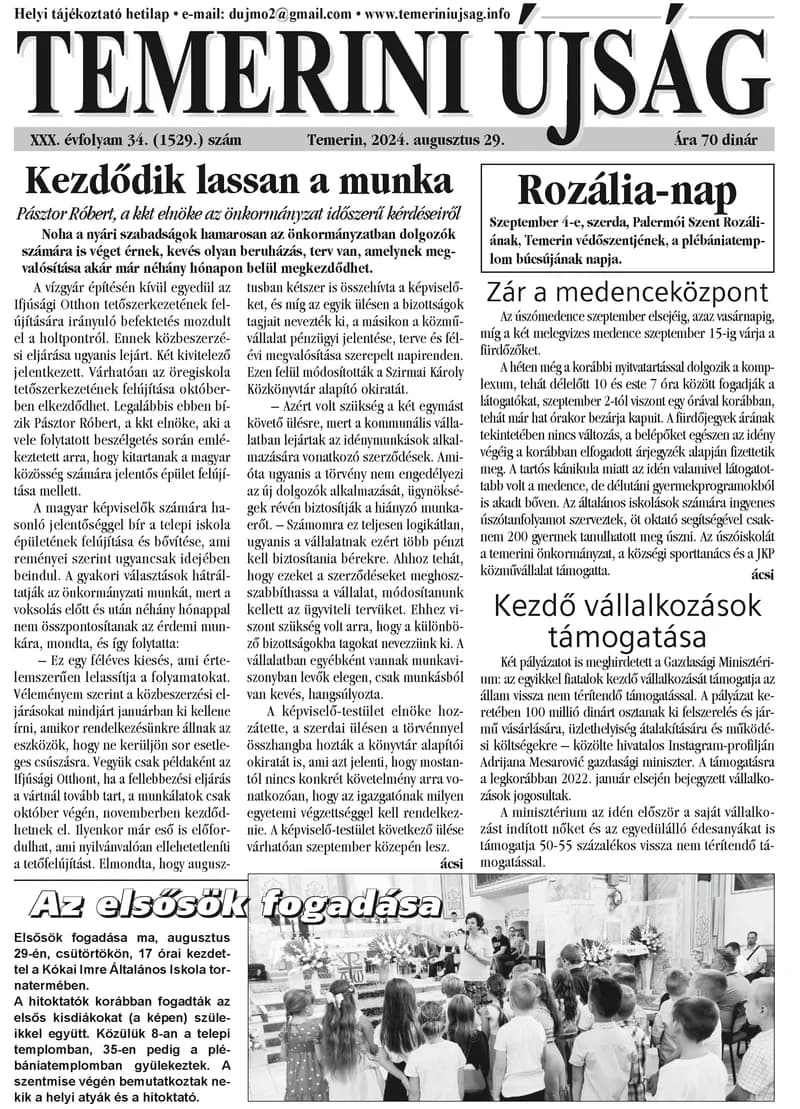 Temerini Újság, 30. évf. 2024. augusztus 29. 34. sz.