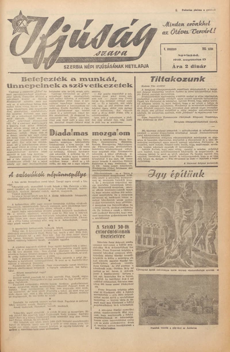 Ifjúság Szava, 5. évf. 1949. augusztus 13. 205. sz.