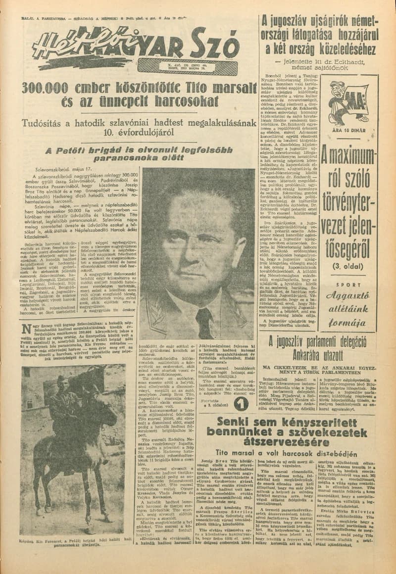 Magyar Szó, 10. évf. 1953. május 18. 135. sz. 1–8. oldal