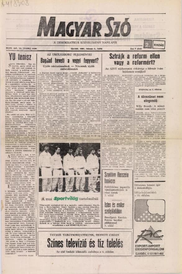 Magyar Szó, 48. évf. 1991. február 4. 33. sz. 1–20. oldal