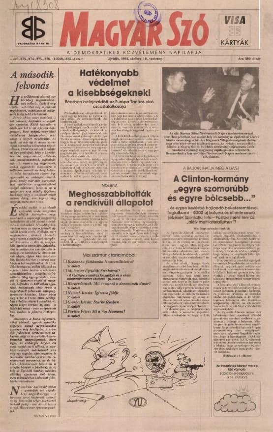 Magyar Szó, 50. évf. 1993. október 10. 273–276. sz. 1–24. oldal