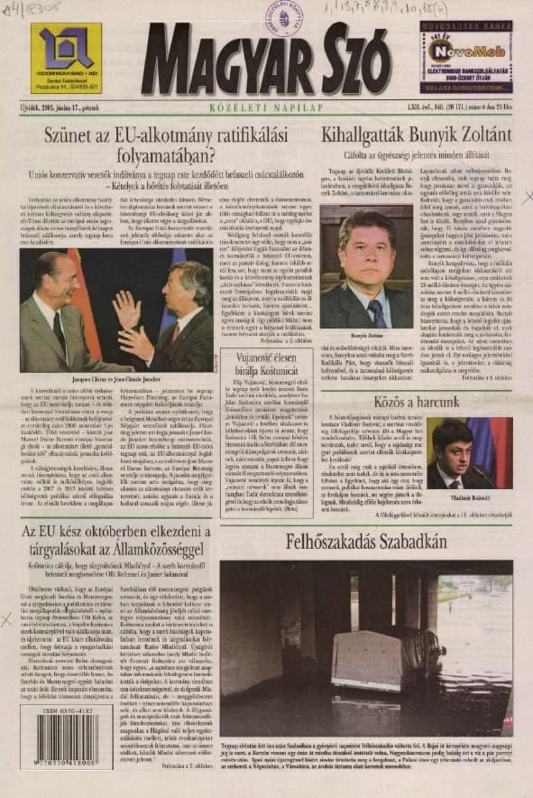 Magyar Szó, 62. évf. 2005. június 17. 140. sz. 1–20. oldal