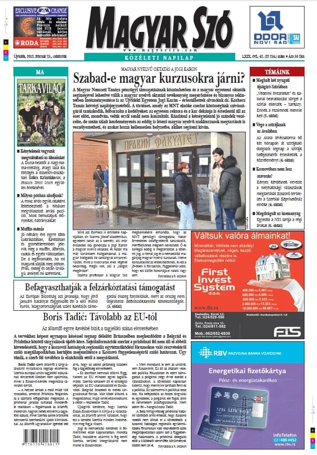 Magyar Szó, 69. évf. 2012. február 23. 42. sz. 1–20. oldal