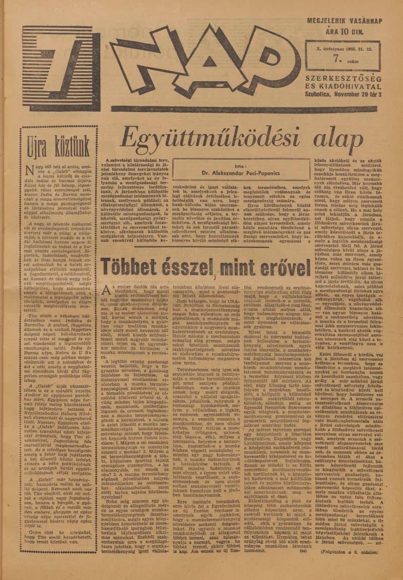 7 Nap, 10. évf. 1955. február 13. 7. sz. 1–16. oldal