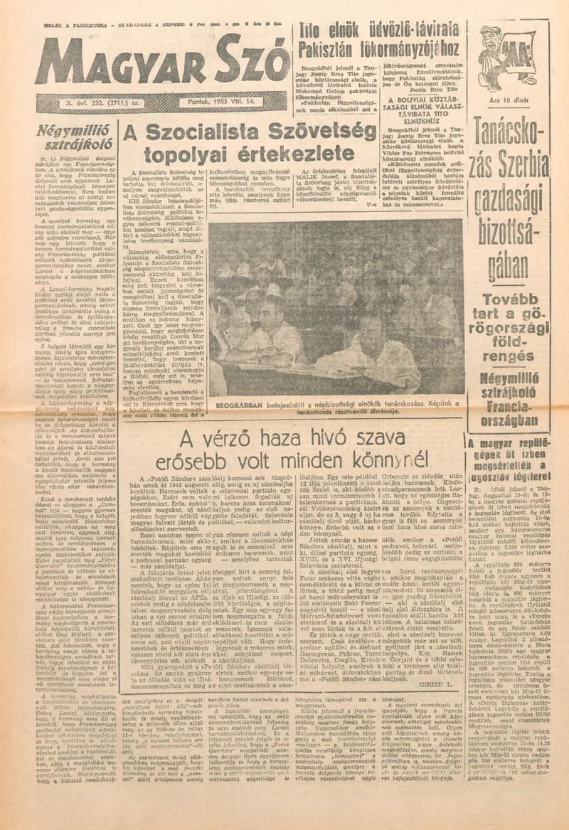 Magyar Szó, 10. évf. 1953. augusztus 14. 222. sz. 1–8. oldal