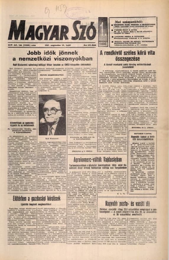 Magyar Szó, 44. évf. 1987. szeptember 29. 268. sz. 1–20. oldal